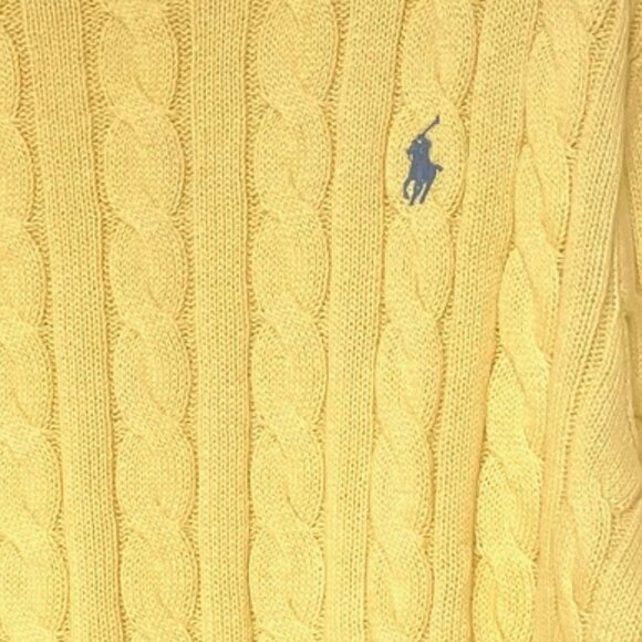 Polo Ralph Lauren Mens XL Yellow Cable Knit Cotton Crewneck Sweater Pony NWOT - Picture 7 of 9